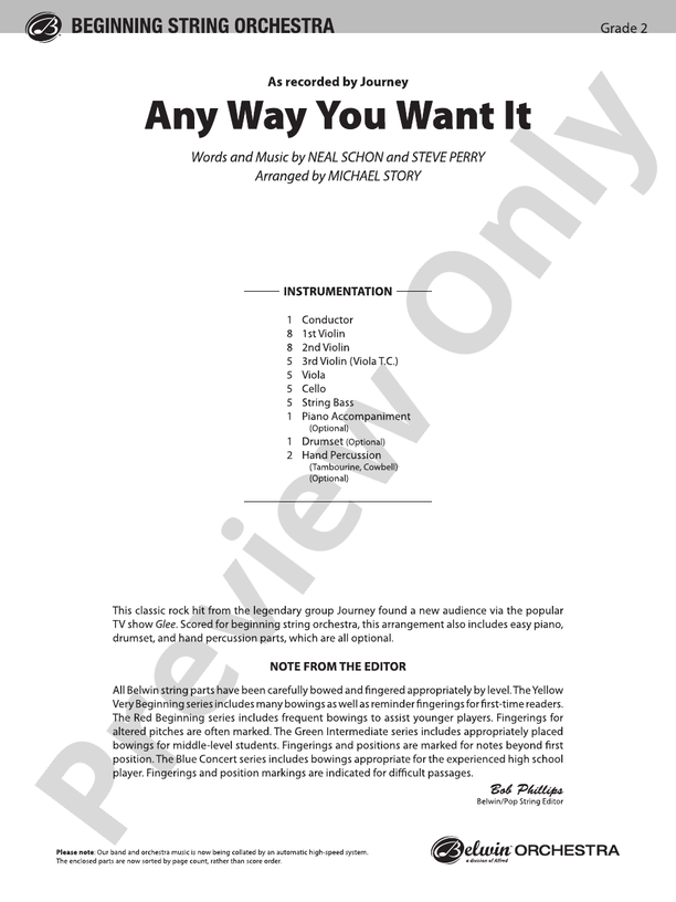 Any Way You Want It - String Orchestra Conductor Score & Parts (Digital Download)