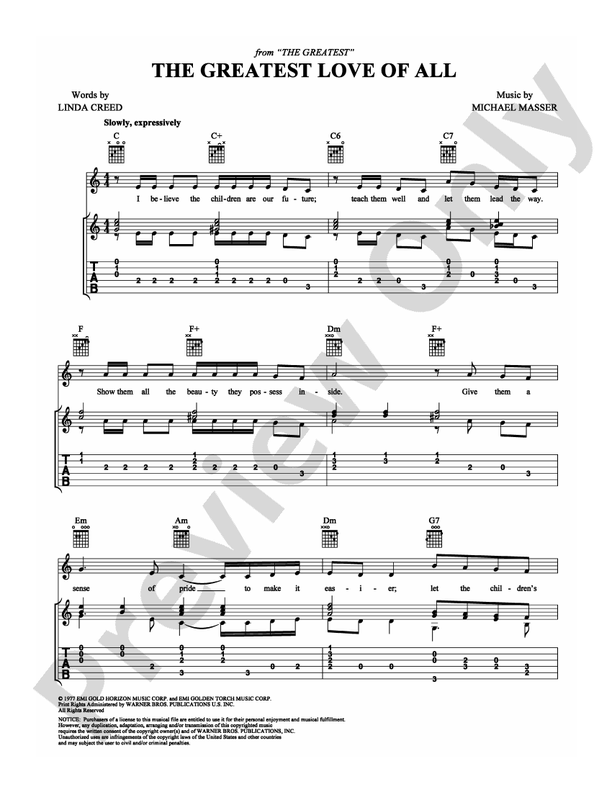 The Greatest Love of All (From "The Greatest") - Guitar TAB (Digital Download)