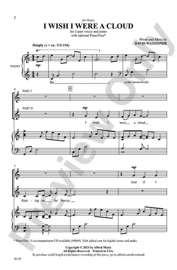 I Wish I Were a Cloud - 2 Part Treble Choral Octavo (Digital Download)