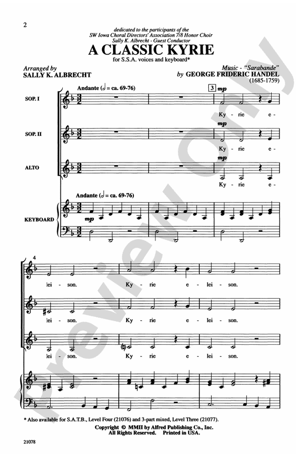 A Classic Kyrie - SSA Choral Octavo (Digital Download)