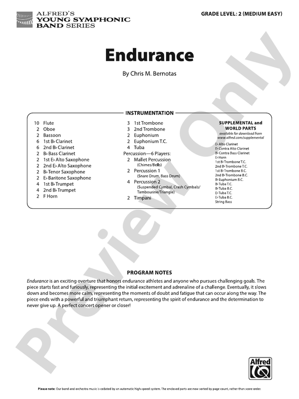 Endurance – Concert Band Conductor Score & Parts (Digital Download)