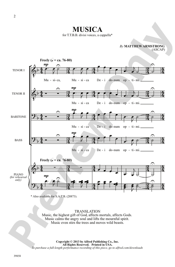 Musica – TTBB, a cappella Choral Octavo (Digital Download)