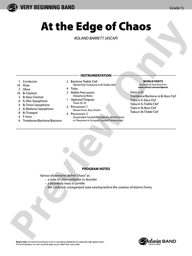 At the Edge of Chaos - Concert Band Conductor Score & Parts (Digital Download)