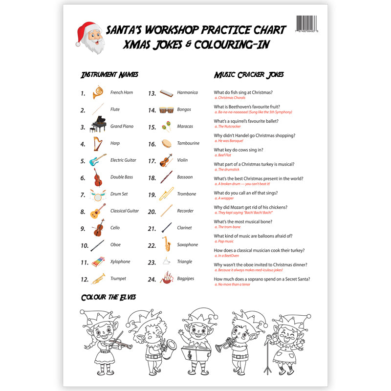 Santas Workshop A3 Music Practice Chart by Musically Gifted