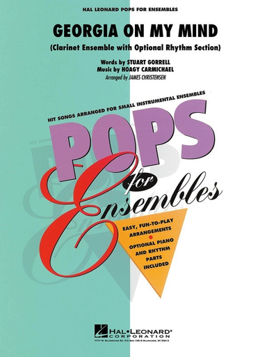 Georgia on My Mind - Clarinet Ensemble (w/opt. rhythm section) Gr. 2.5 - Carmichael arr Christensen - Hal Leonard Score/Parts