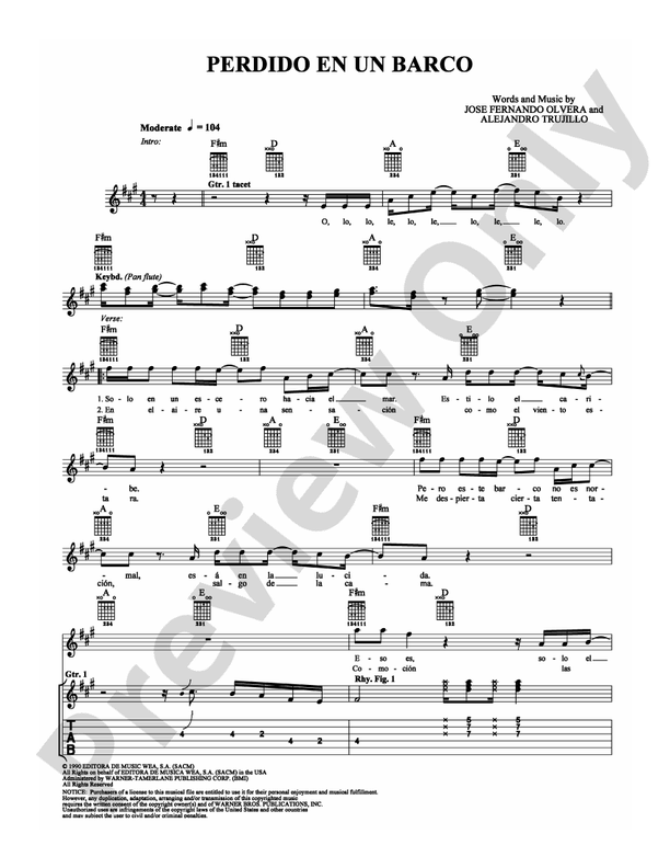 Perdido En Un Barco - Guitar TAB (Digital Download)