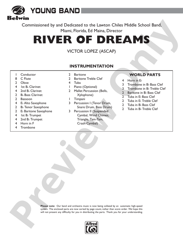 River of Dreams - Concert Band Conductor Score & Parts (Digital Download)