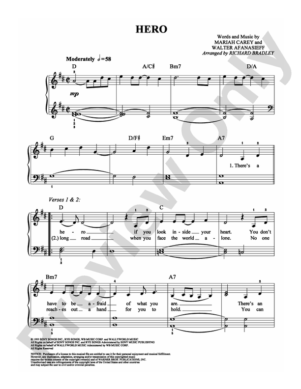 Hero - Arr. Richard Bradley - Easy Piano (Digital Download)