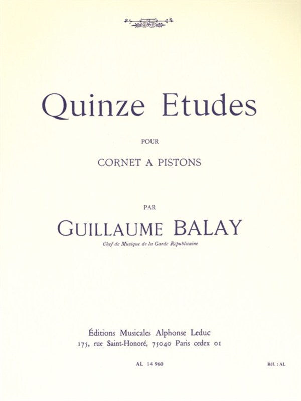 15 ETUDES TRUMPET - BALAY GUILLAUME - Leduc AL14960