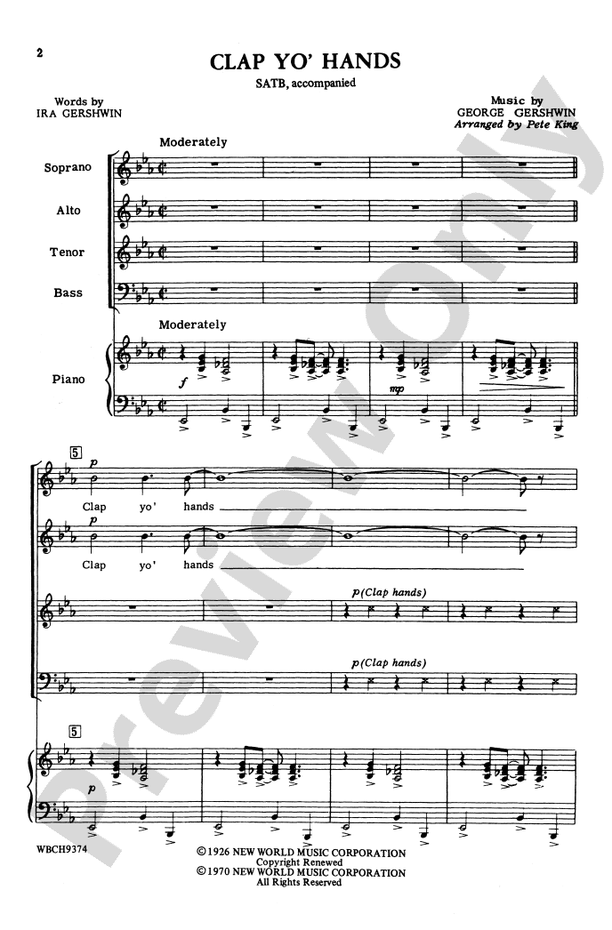 Clap Yo' Hands – SATB Choral Octavo (Digital Download)
