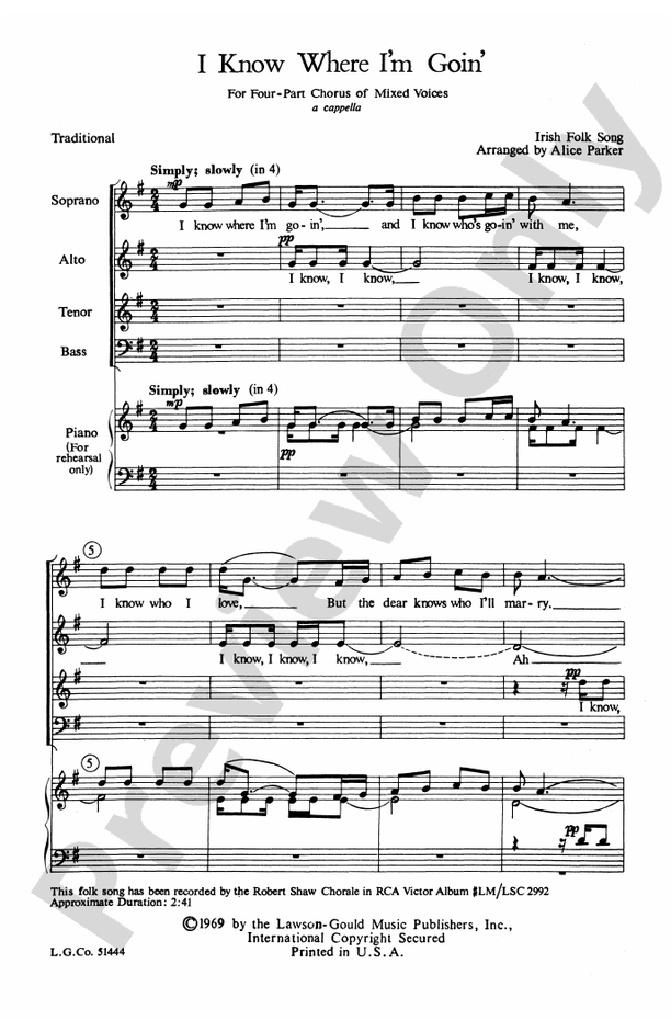 I Know Where I'm Goin' – SATB Choral Octavo - Digital Sheet Music Download (Digital Download)