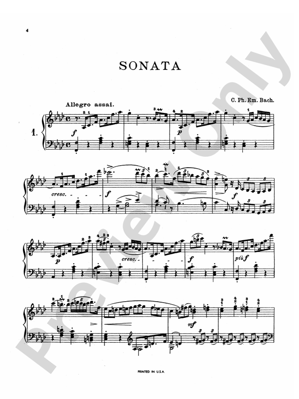 Bach - Six Sonatas - Piano Solo (Digital Download)