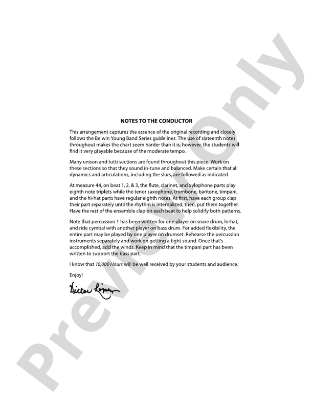 10,000 Hours - Concert Band Conductor Score & Parts (Digital Download)