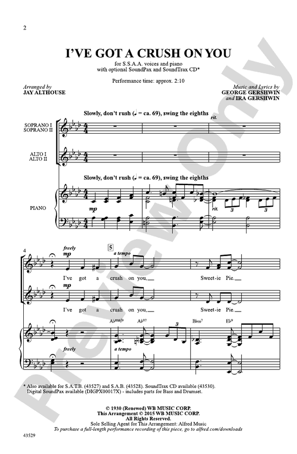 I've Got a Crush on You – SSAA Choral Octavo (Digital Download)