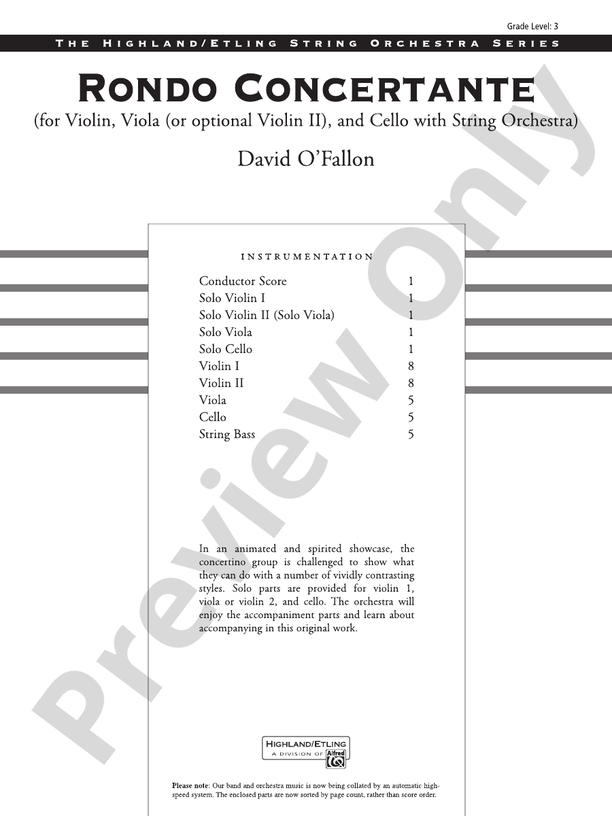 Rondo Concertante – String Orchestra Conductor Score & Parts (Digital Download)