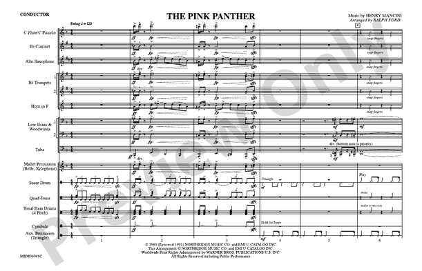 The Pink Panther – Marching Band Conductor Score & Parts (Digital Download)