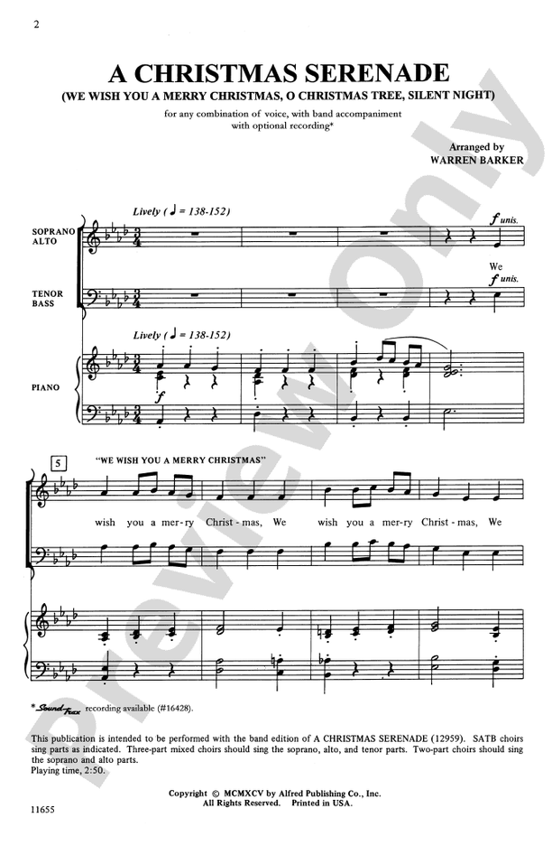 A Christmas Serenade - Unison/2-Part/SAB/SATB Choral Octavo (Digital Download)