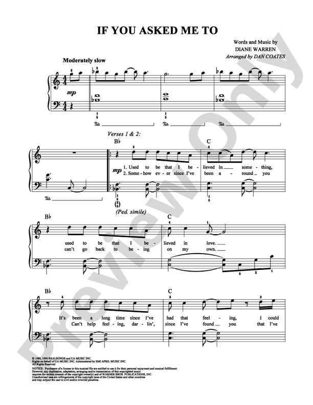 If You Asked Me To - Arr. Dan Coates - Easy Piano (Digital Download)