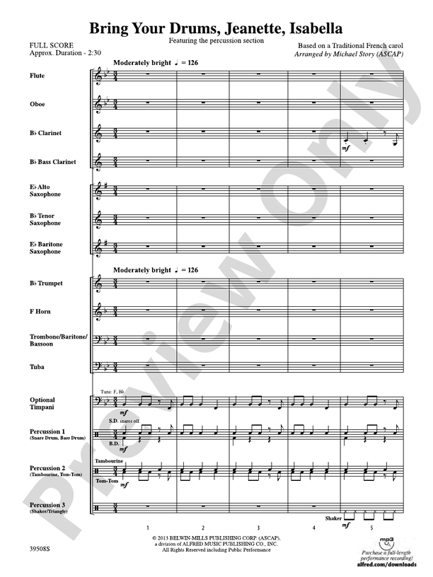Bring Your Drums, Jeanette, Isabella - Concert Band Conductor Score & Parts (Digital Download)