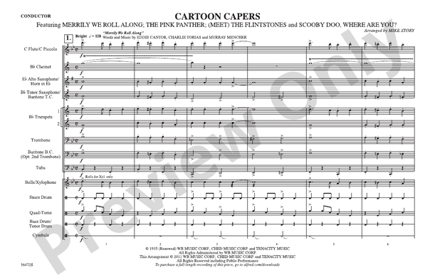 Cartoon Capers – Marching Band Conductor Score & Parts (Digital Download)