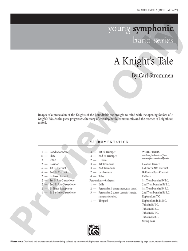 A Knight's Tale - Concert Band Conductor Score & Parts (Digital Download)