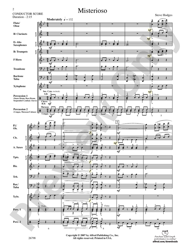 Misterioso - Concert Band Conductor Score & Parts (Digital Download)