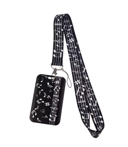 Lanyard and ID Tag Black with White Manuscript