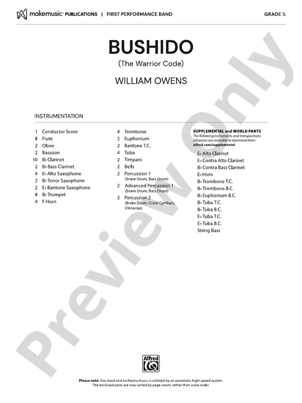 Bushido - Concert Band Conductor Score & Parts(Digital Download)