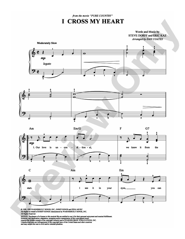 I Cross My Heart - Arr. Dan Coates - Easy Piano (Digital Download)