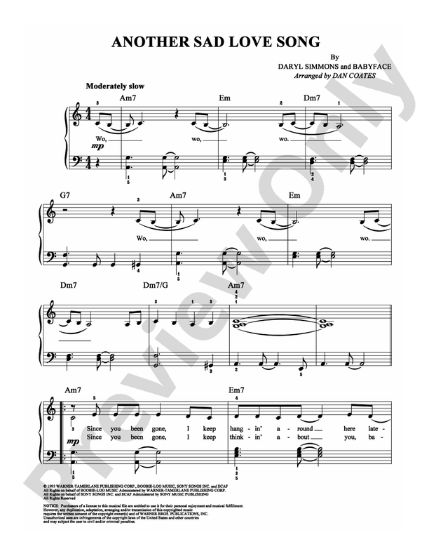 Another Sad Love Song - Arr. Dan Coates - Easy Piano (Digital Download)