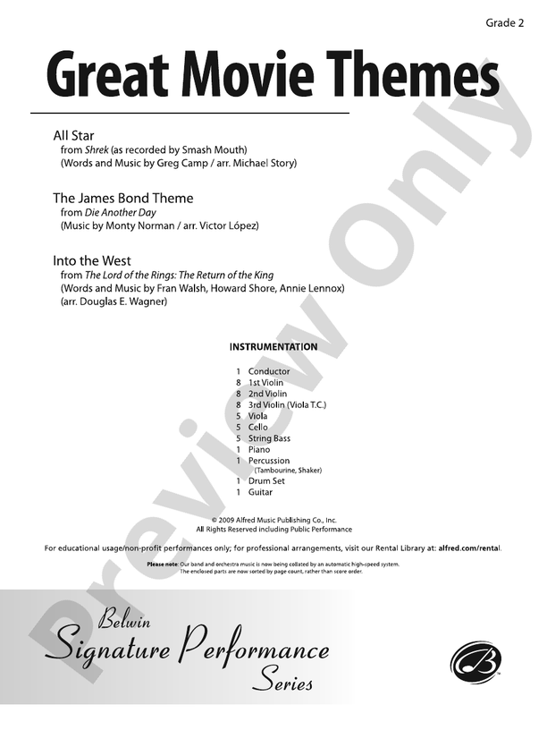 Great Movie Themes – String Orchestra Conductor Score & Parts (Digital Download)