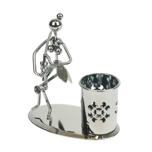 Woman playing Saxophone Metal Stationery Holder