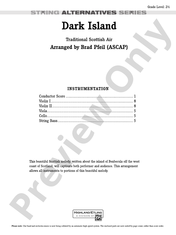 Dark Island – String Orchestra Conductor Score & Parts (Digital Download)