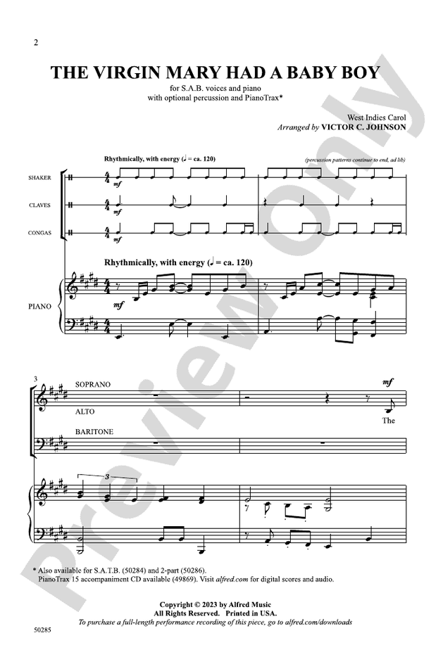 The Virgin Mary Had a Baby Boy - SAB Choral Octavo (Digital Download)