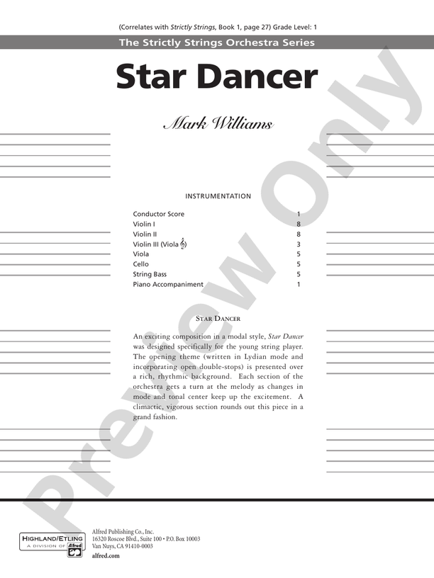 Star Dancer – String Orchestra Conductor Score & Parts (Digital Download)