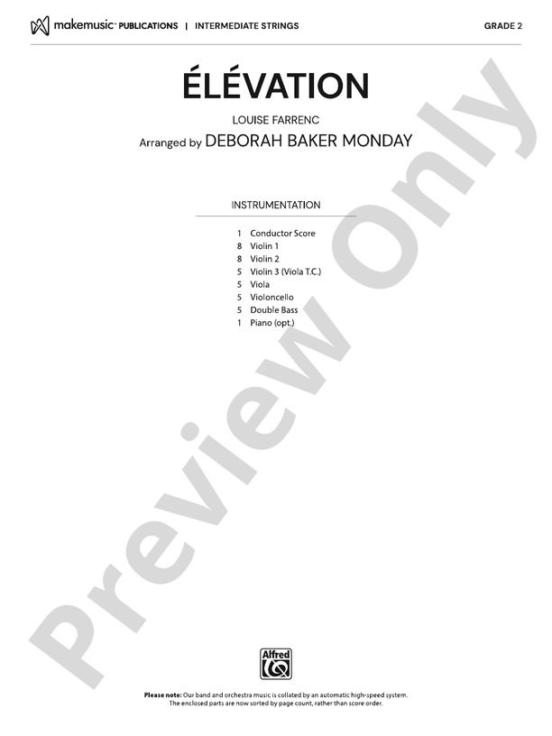 Elevation - String Orchestra Conductor Score & Parts (Digital Download)