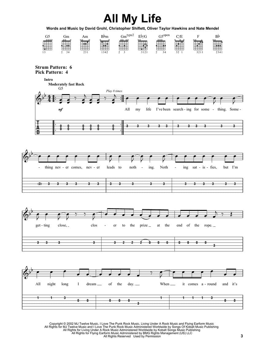 Foo Fighters - Easy Guitar Notes/Tablature Hal Leonard 130952