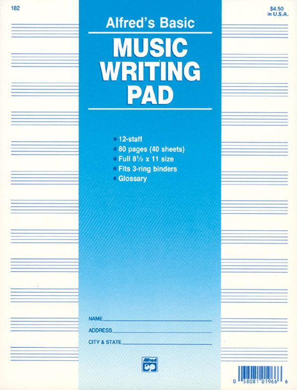 12 Stave Music Writing Pad