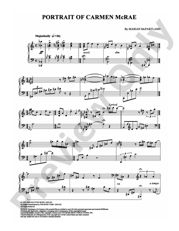 Portrait of Carmen McRae - Piano (Digital Download)