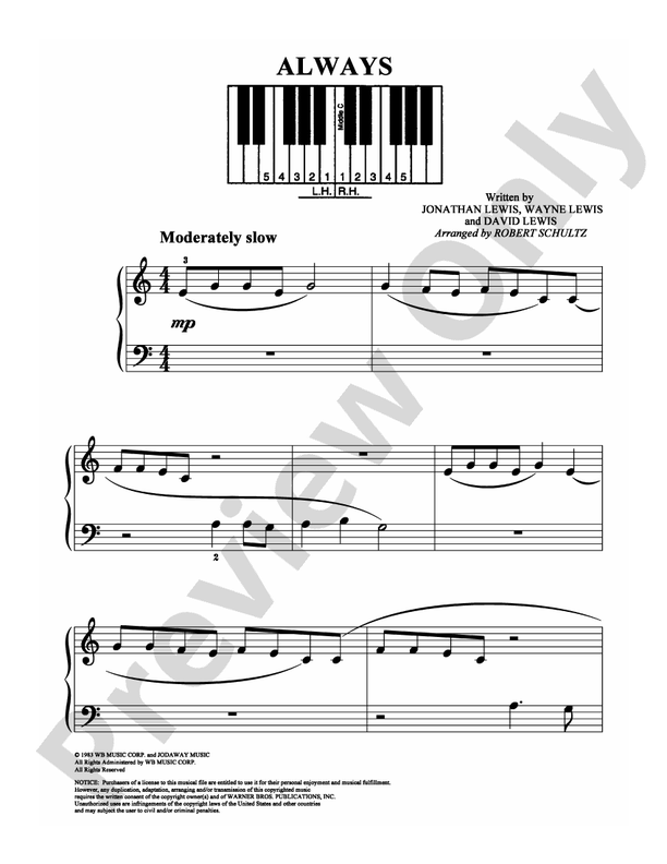Always - Arr. Robert Schultz - Easy Piano (Digital Download)