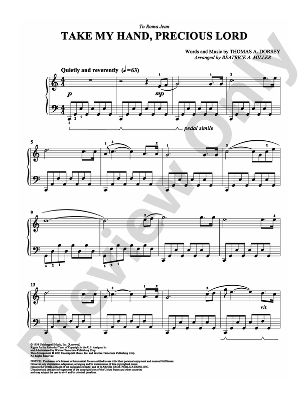 Take My Hand, Precious Lord - Arr. Beatrice A Miller - Easy Piano (Digital Download)