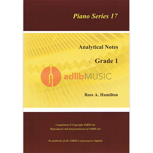 AMEB Analytical Notes Piano Series 17 Gr 1