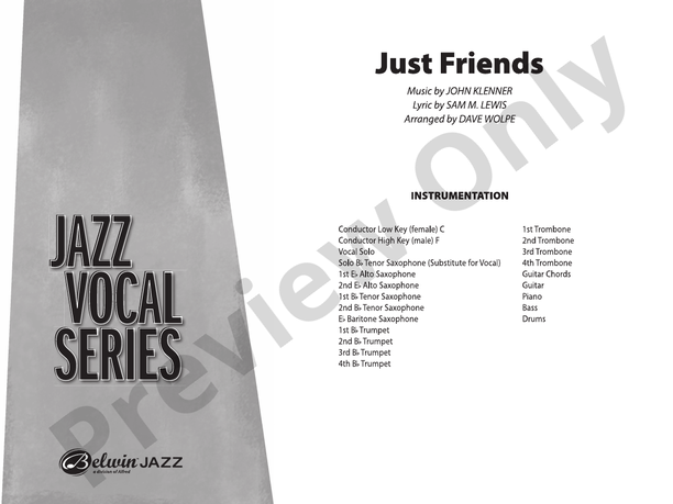 Just Friends (Jazz Vocal Series) - Jazz Ensemble Conductor Score & Parts(Digital Download)