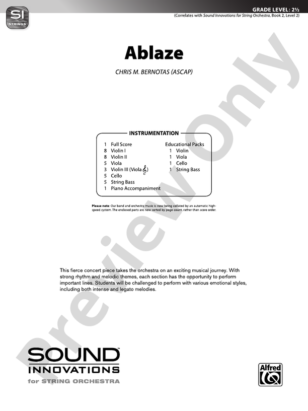 Ablaze – String Orchestra Conductor Score & Parts (Digital Download)