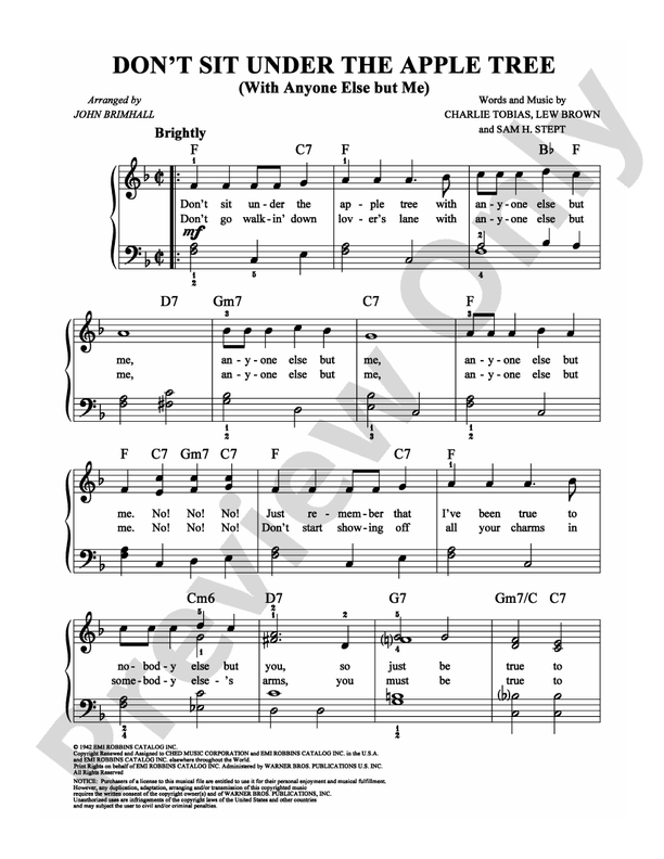 Don't Sit Under The Apple Tree (With Anyone Else But Me) - Arr. John Brimhall - Easy Piano (Digital Download)