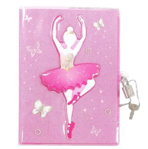 Pink Poppy Ballet Lockable Diary Ballerina in Pink Tutu with Butterflies