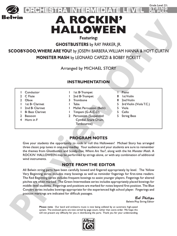 A Rockin' Halloween – Full Orchestra Conductor Score & Parts (Digital Download)