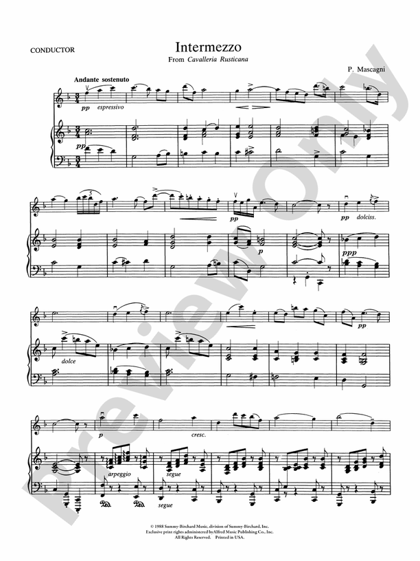 Intermezzo from Cavalleria Rusticana – String Orchestra Conductor Score & Parts (Digital Download)