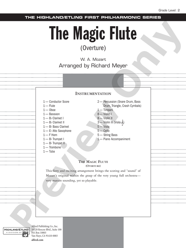 The Magic Flute (Overture) – Full Orchestra Conductor Score & Parts (Digital Download)