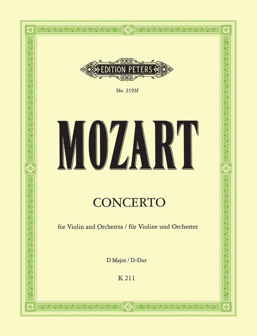 Mozart - Concerto No. 2 In D K. 211 - Violin - Peters EP2193F